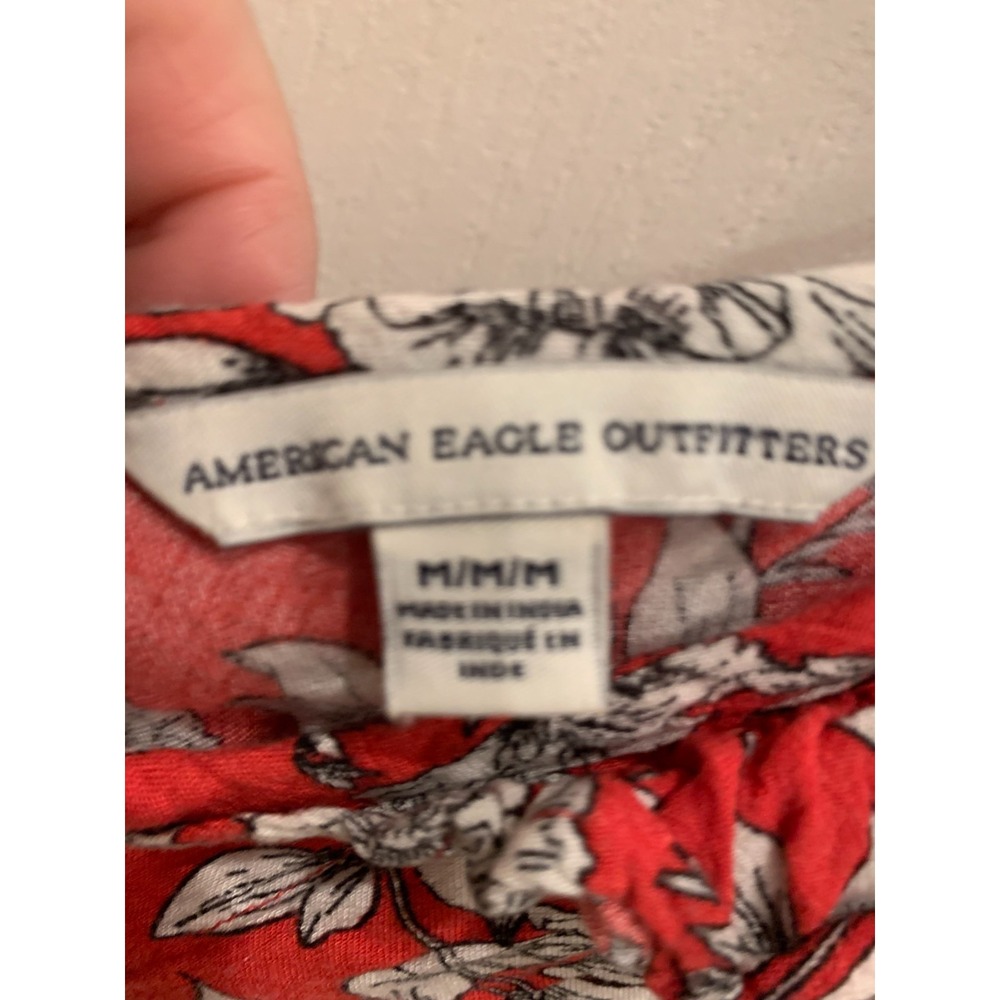 American Eagle Outfitters Red‎ Floral Short Sundress Sz M - Picture 3 of 4